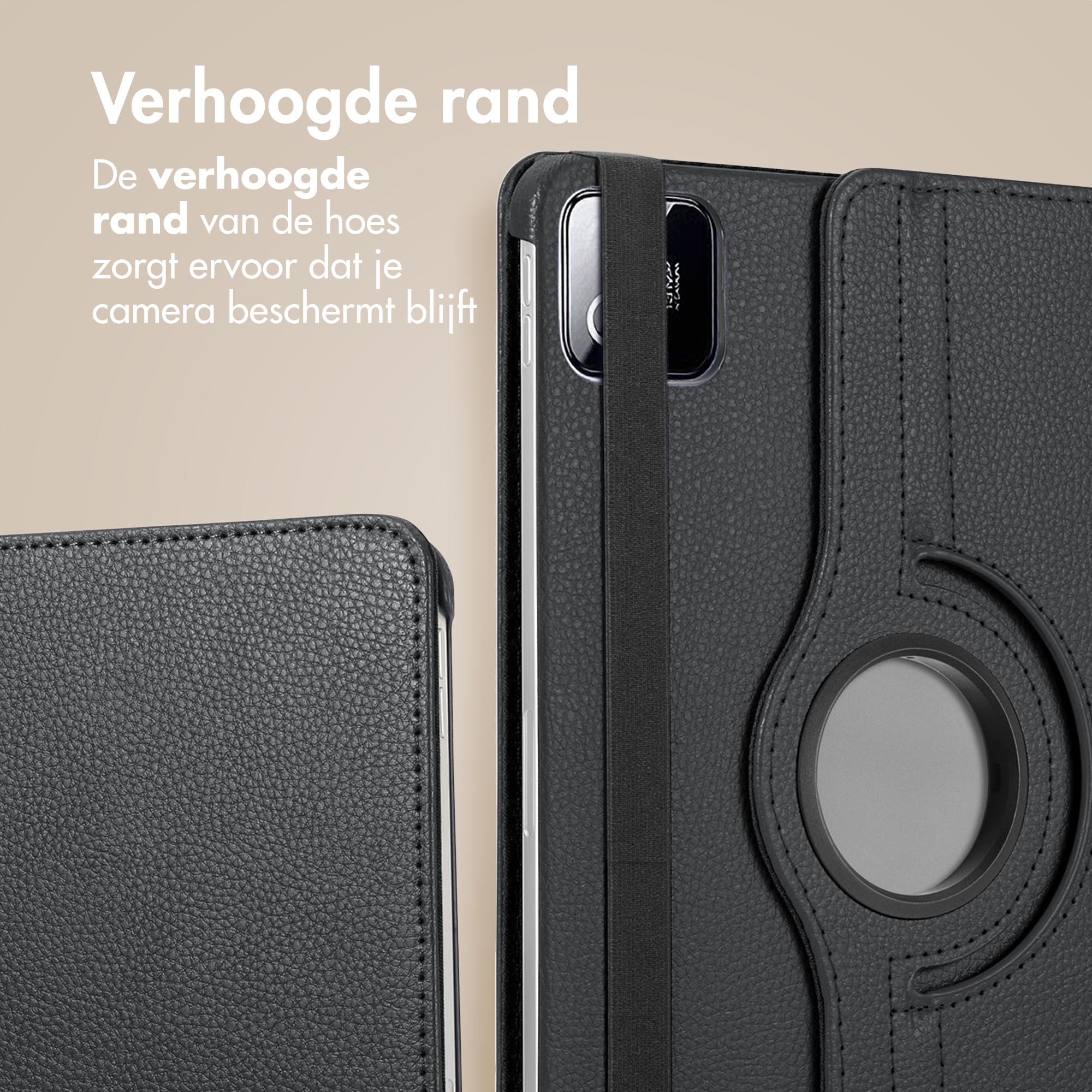 Black phone case with camera protection and charging port. Leather texture.