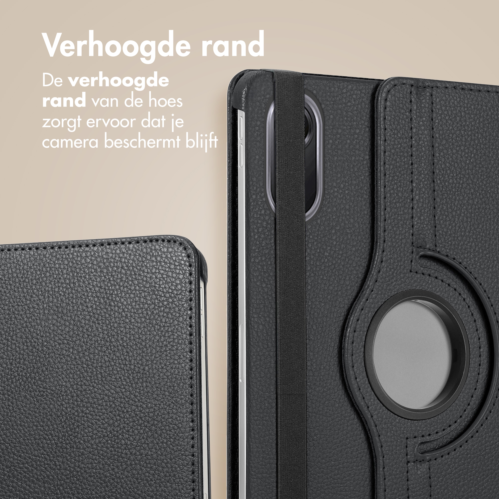 Étui de téléphone noir avec bord surélevé pour protéger la caméra.