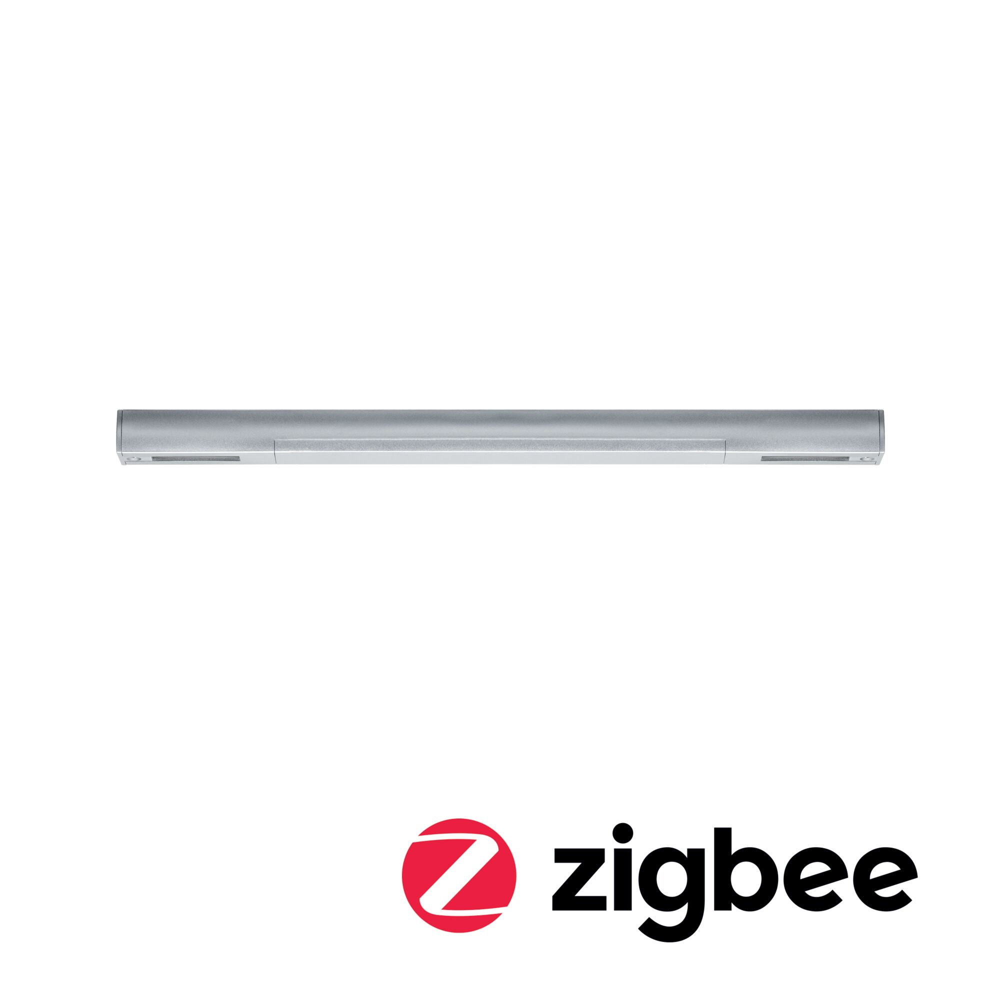 Srebrna listwa świetlna z logo Zigbee poniżej.