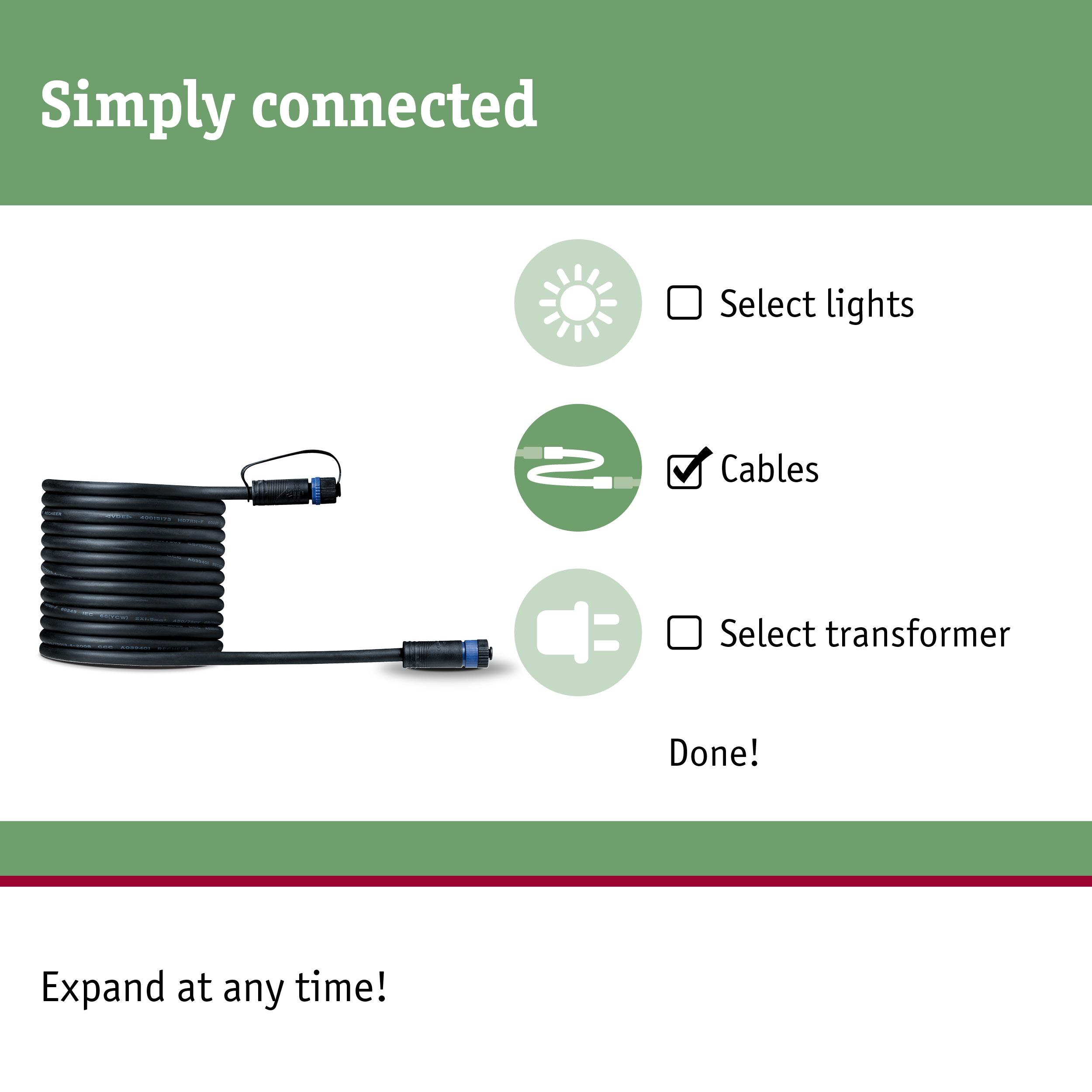 Czarny kabel ze złączem i przewodnik do wyboru świateł i kabli.