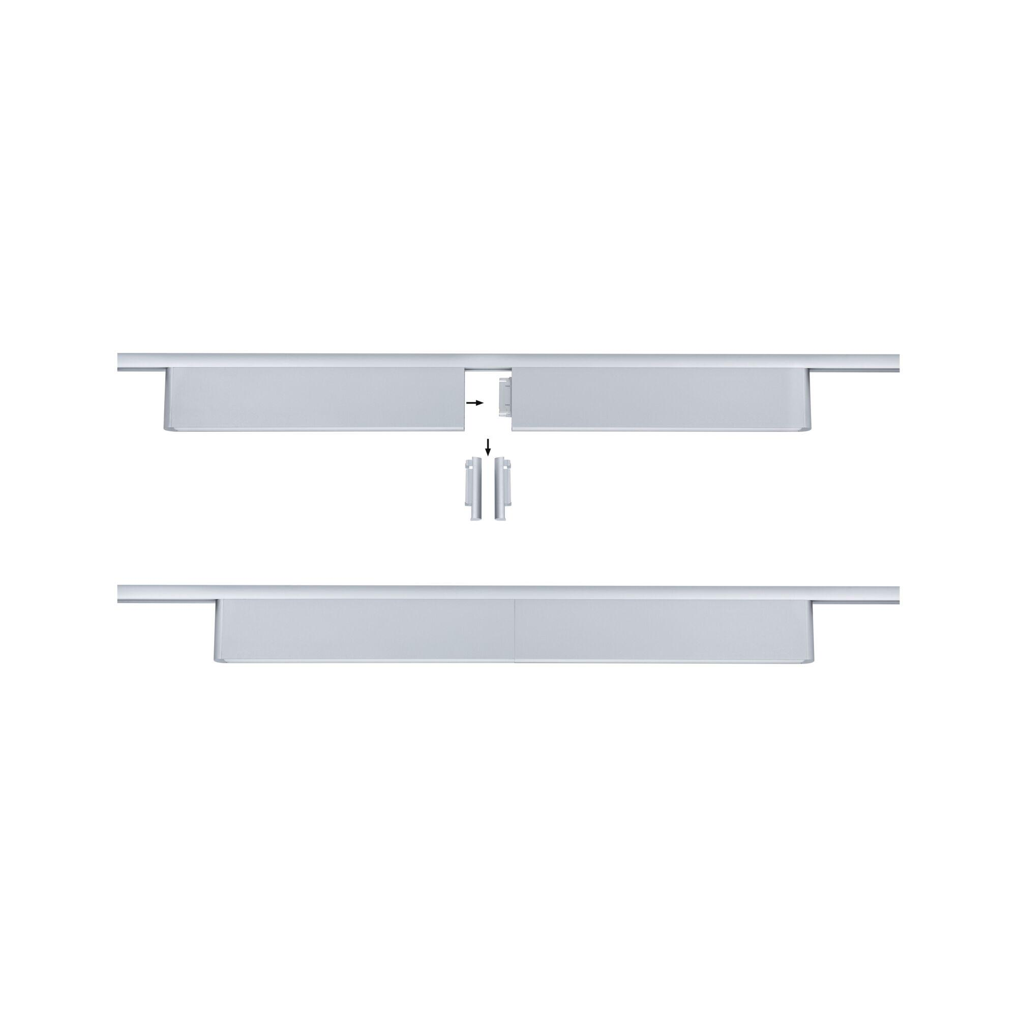 Dwa białe paski świetlne są połączone, jeden pokazuje montaż, drugi gotowy produkt.