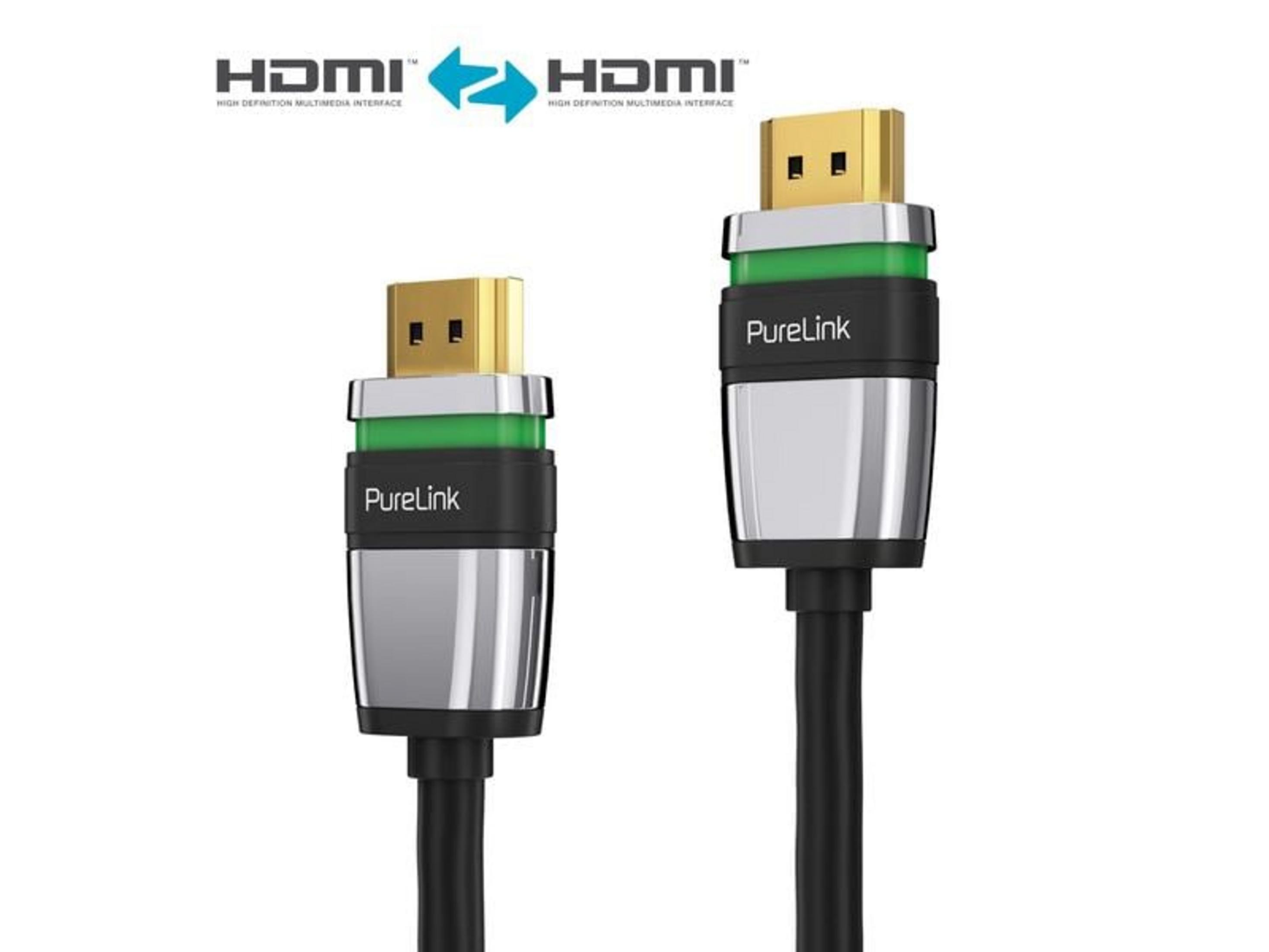 Zwei HDMI-Kabel mit goldenen Steckern und grünen Akzenten auf weißem Grund.