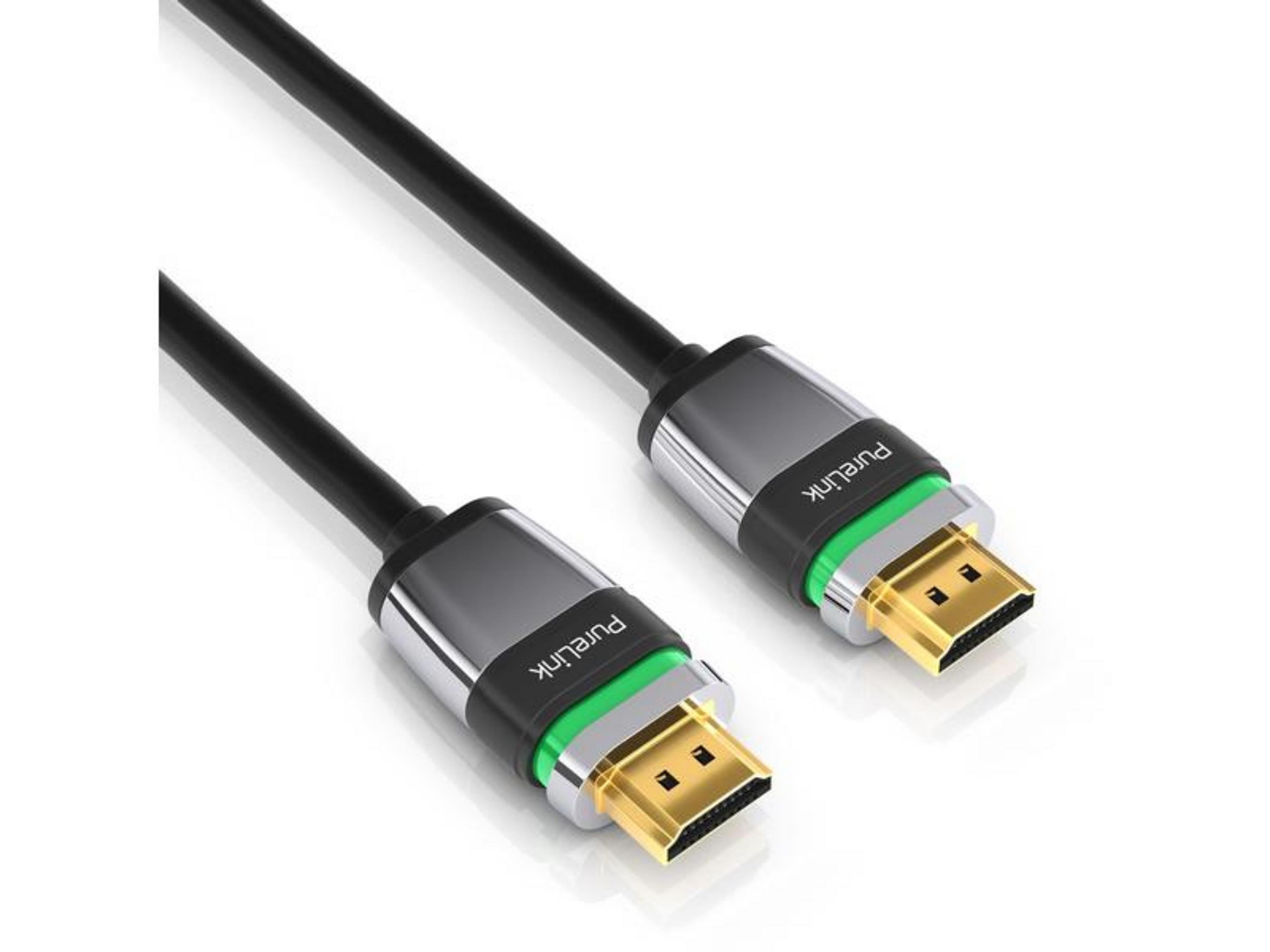 Zwei HDMI-Kabel mit goldenen Steckern und schwarzen Kabeln.