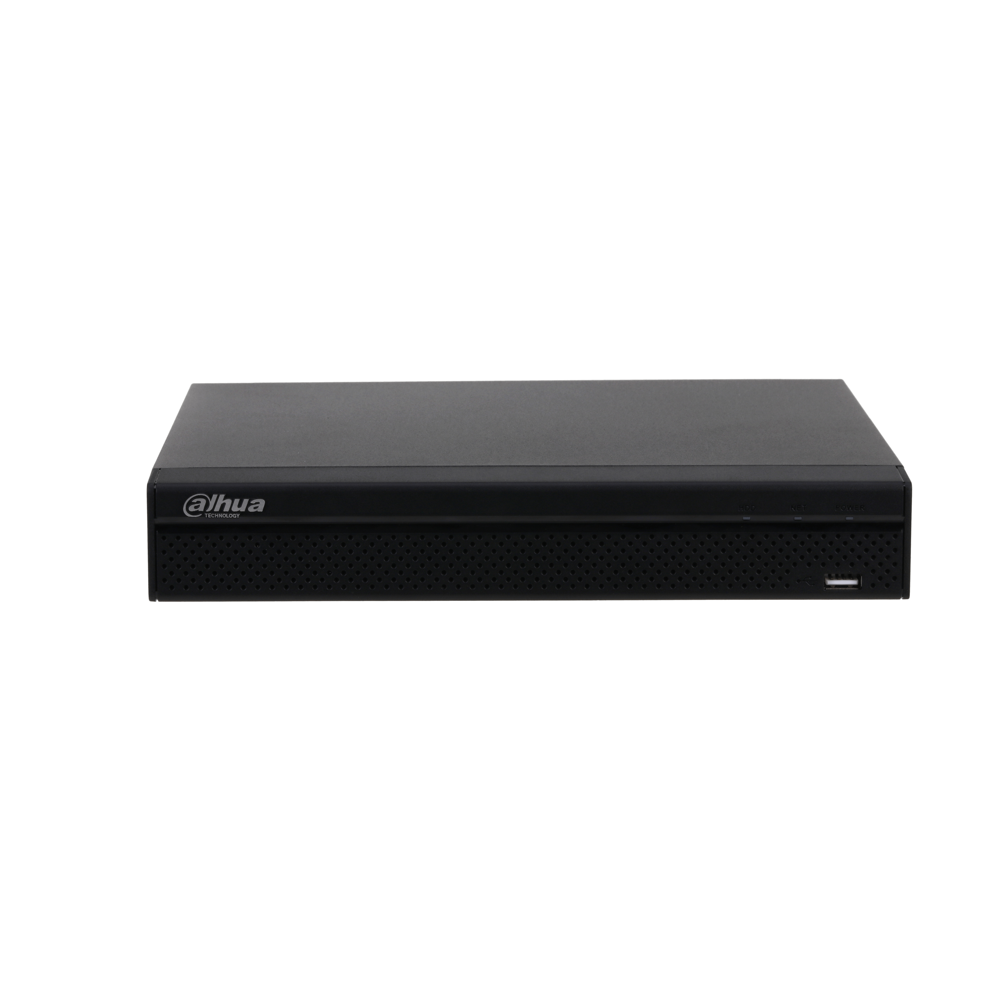 Schwarzer Dahua DVR mit USB-Anschluss und LED-Anzeigen auf der Frontblende.
