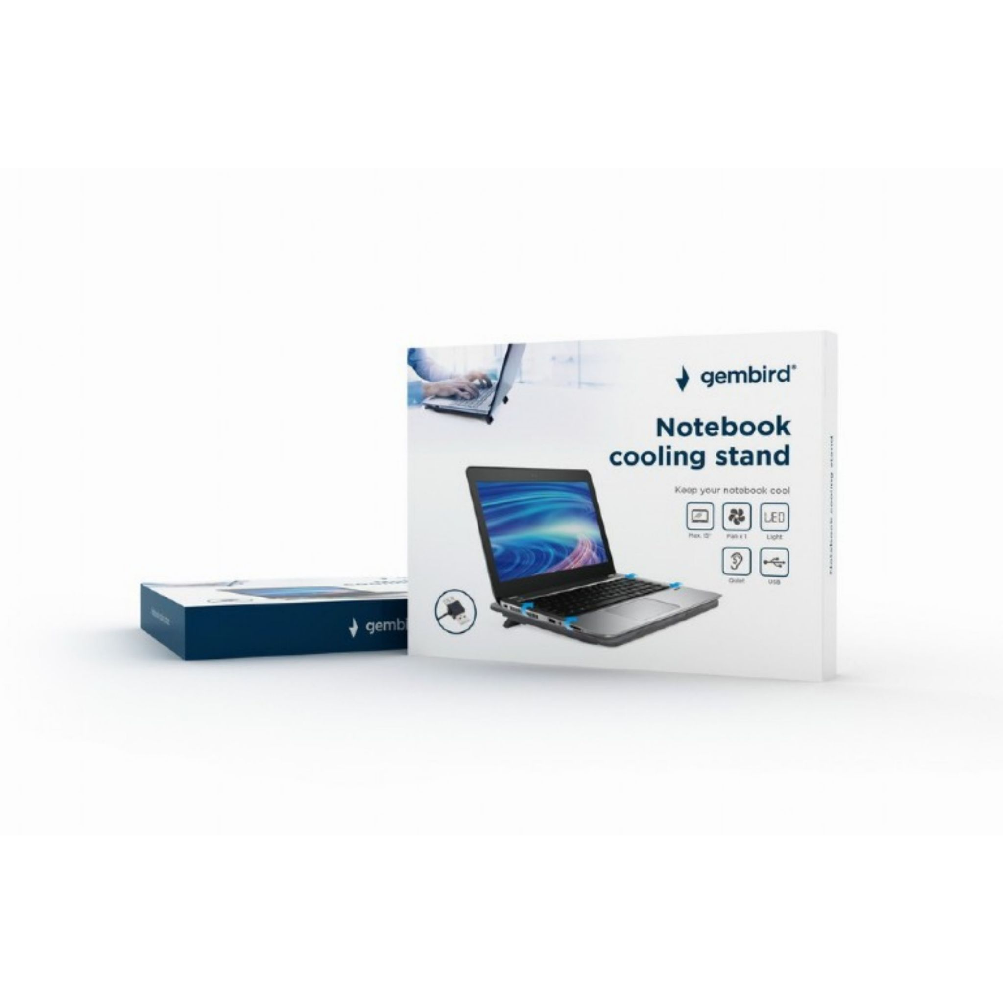 Gembird Notebook-Kühler mit Laptop, USB und LED-Anzeige.