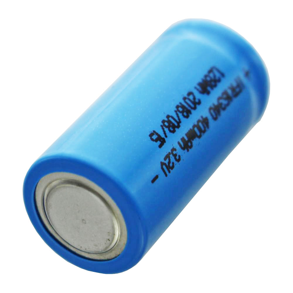 Blaue Batterie mit Aufschrift 128h 400mAh 3.2V 2018/08/15