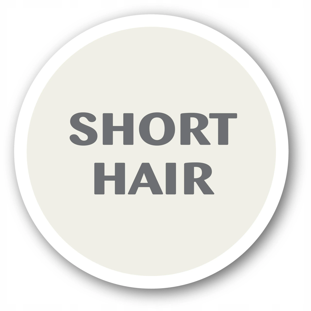Kreis mit Text "SHORT HAIR"