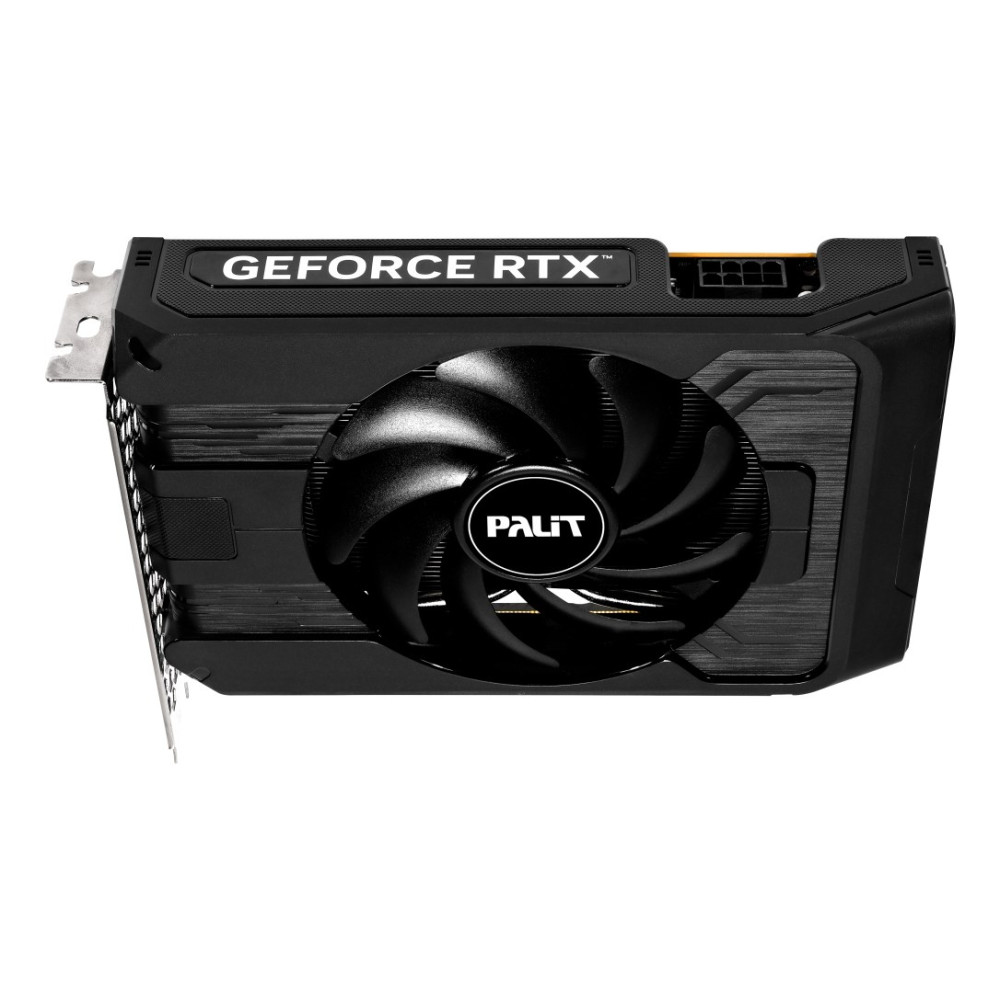 Czarna karta graficzna z wentylatorem i napisem GeForce RTX.