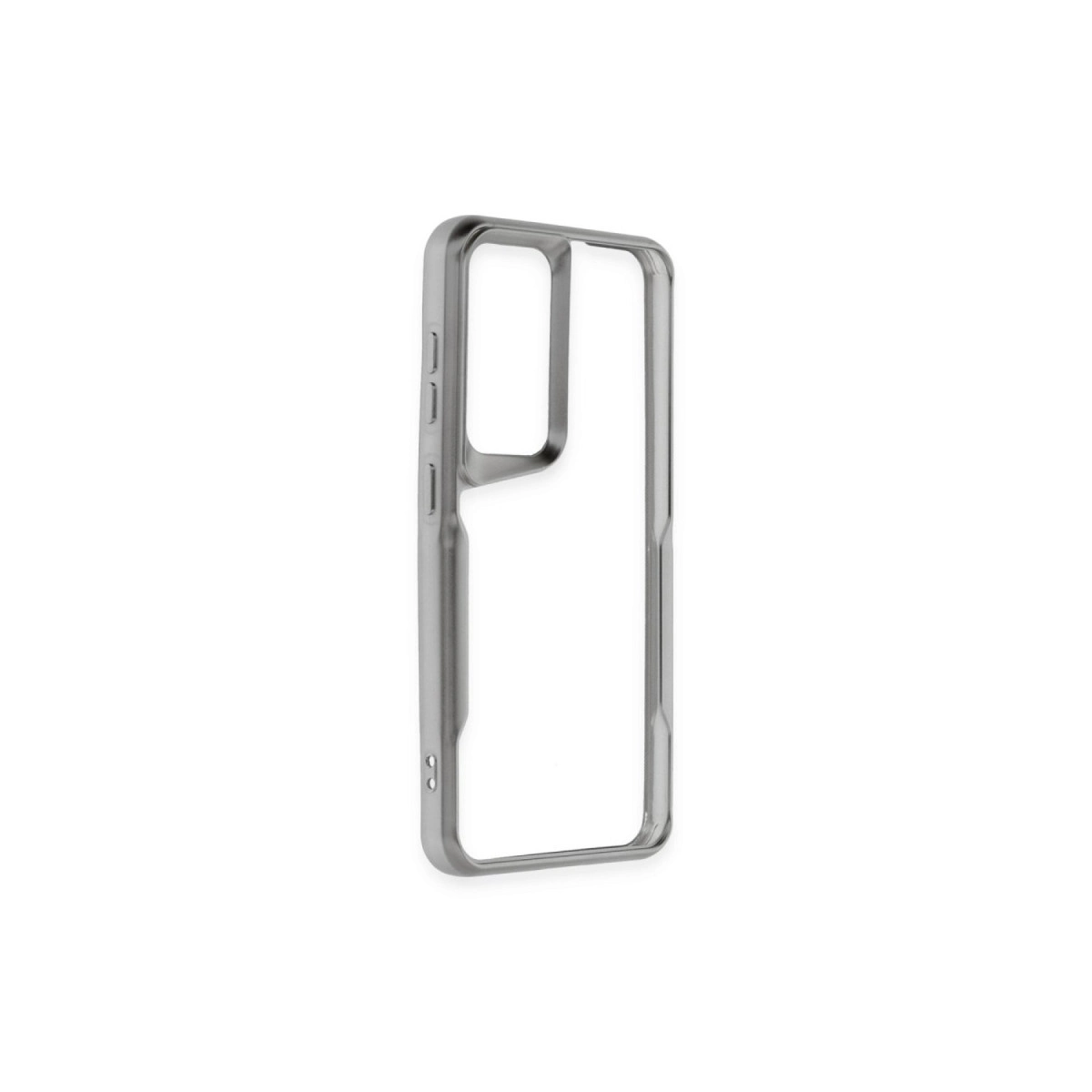 Beyaz arka plan üzerinde gri telefon kılıfı.