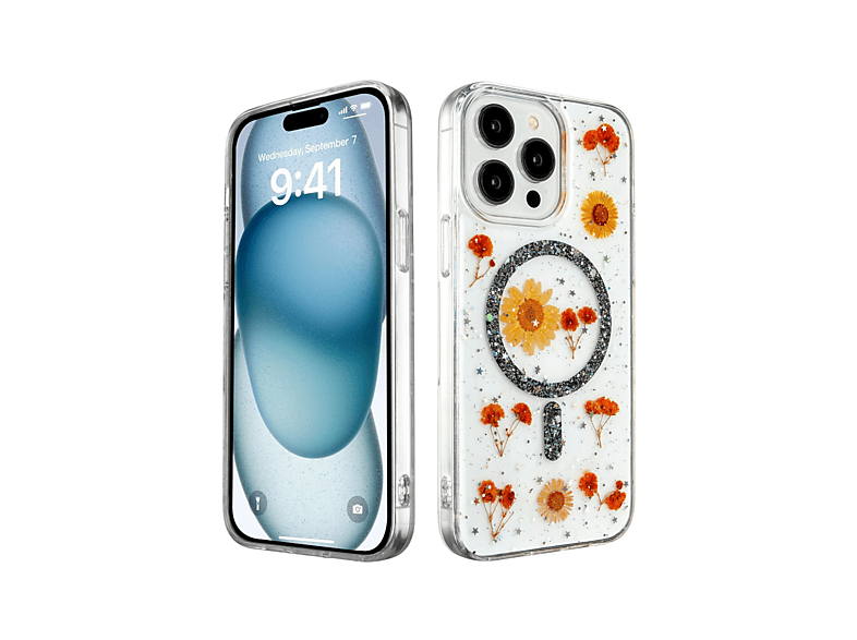 NEWFACE iPhone 14 Pro Uyumlu Daisy Simli Magsafe Telefon Kılıfı Siyah