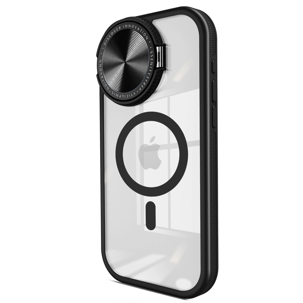 NEWFACE iPhone 15 Pro Max Uyumlu Teleskop Lens Magsafe Silikon Telefon Kılıfı Siyah