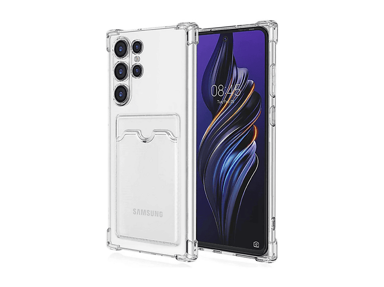 NEWFACE Samsung Galaxy S24 Ultra Uyumlu Kart Şeffaf Silikon Telefon Kılıfı Şeffaf