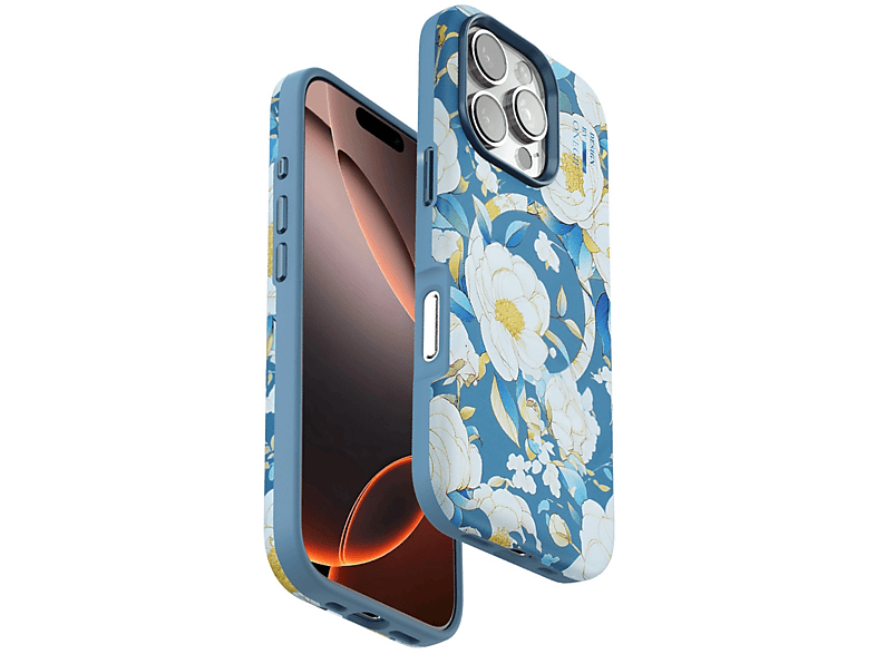 NEWFACE iPhone 16 Pro Uyumlu Flower Series Magsafe Telefon Kılıfı Mavi