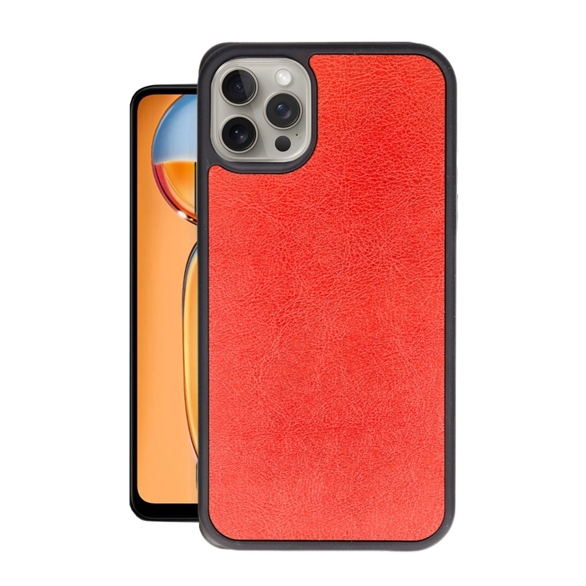 NEWFACE iPhone 15 Pro Uyumlu Aras Deri Telefon Kılıfı Kırmızı
