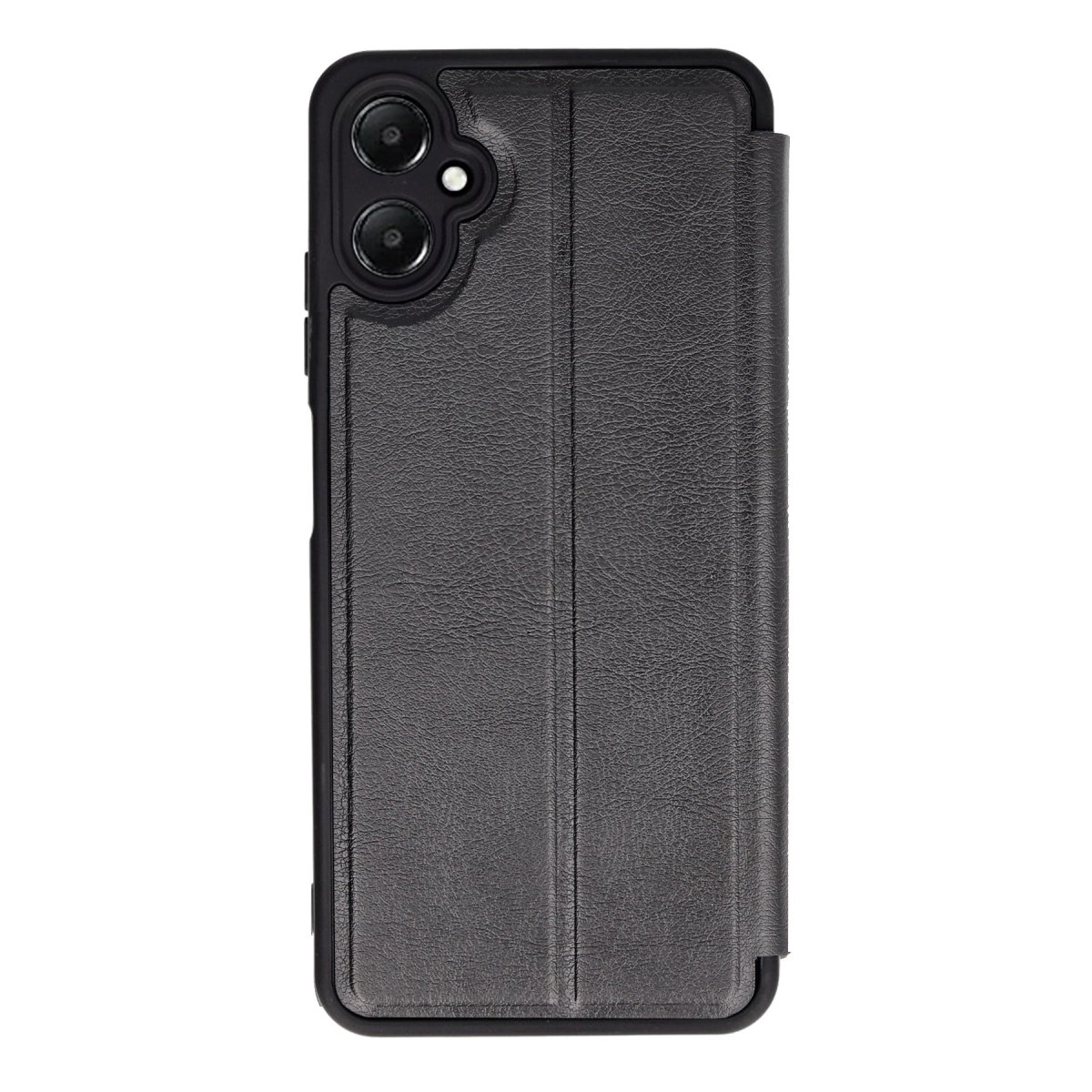 Üç kamera lensli ve kılıflı siyah telefon.
