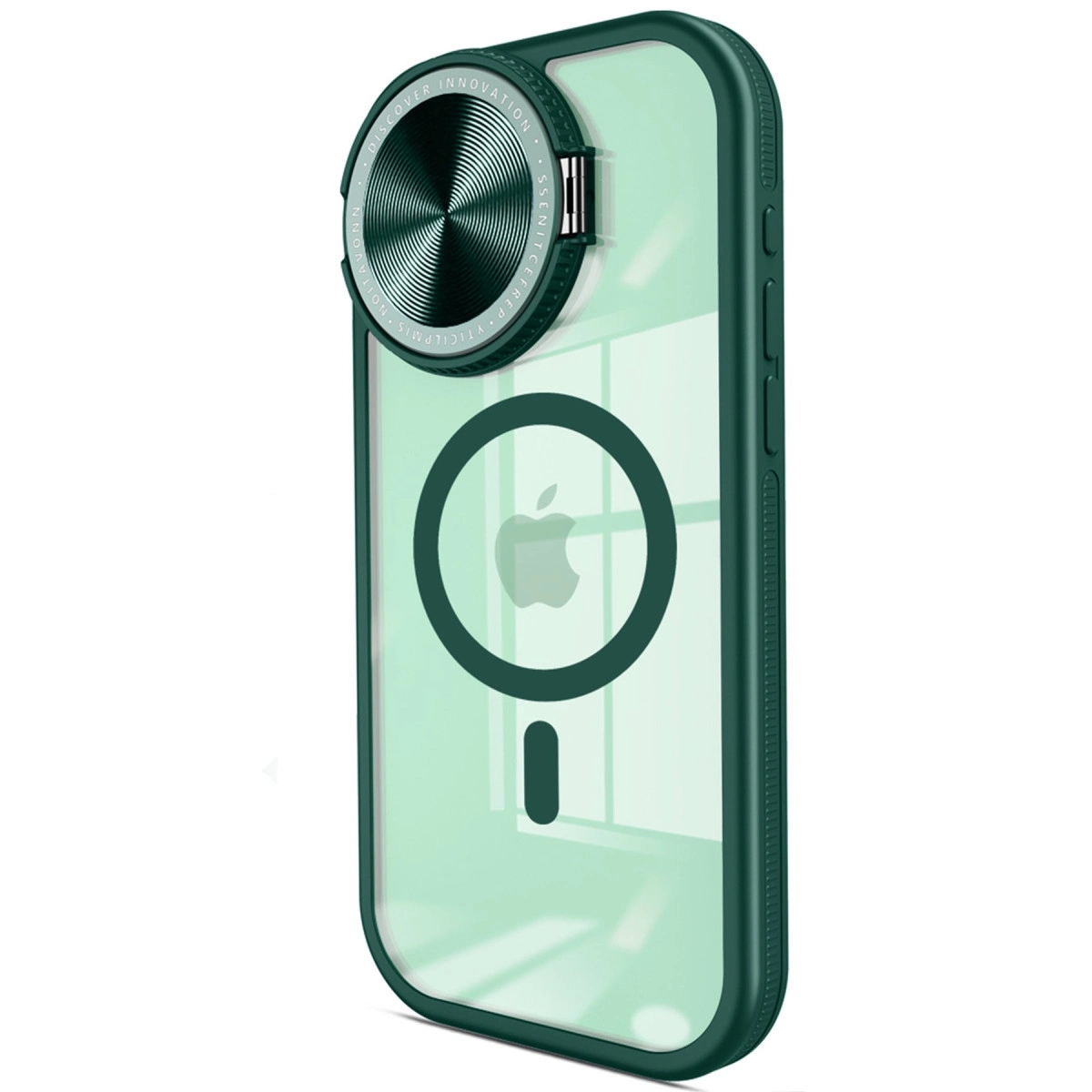 NEWFACE iPhone 14 Pro Max Uyumlu Teleskop Lens Magsafe Silikon Telefon Kılıfı Koyu Yeşil