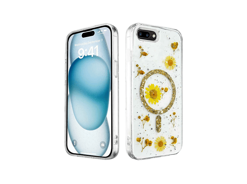 EVIMDEYOKYOK iPhone 7 Uyumlu Daisy Simli Magsafe Kapak Telefon Kılıfı Altın