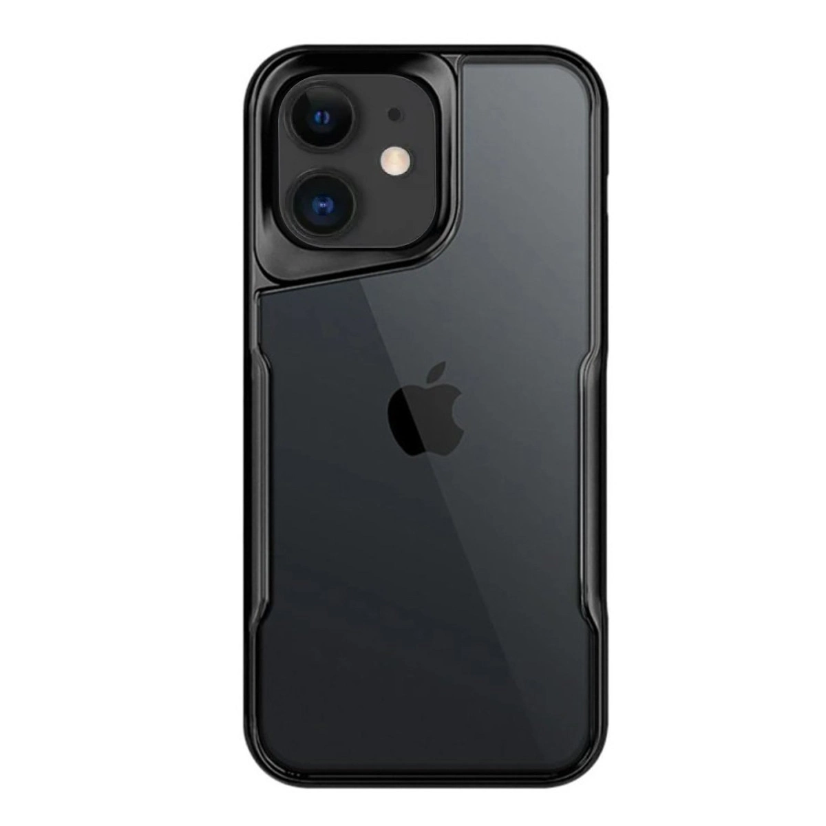 Sırtında çift kamera ve Apple logosu bulunan siyah iPhone.