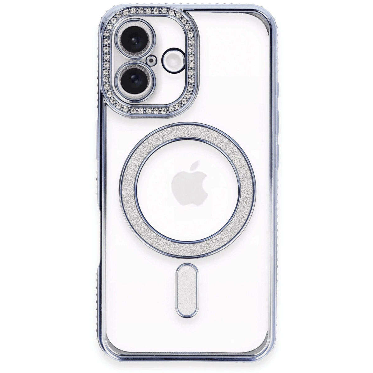 NEWFACE iPhone 16 Plus Uyumlu Joke Simli Magneticsafe Telefon Kılıfı Mavi