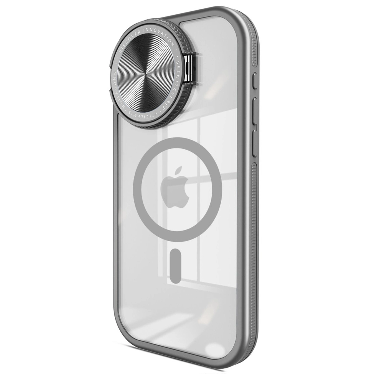 NEWFACE iPhone 15 Pro Max Uyumlu Teleskop Lens Magsafe Silikon Telefon Kılıfı Titanyum Gri