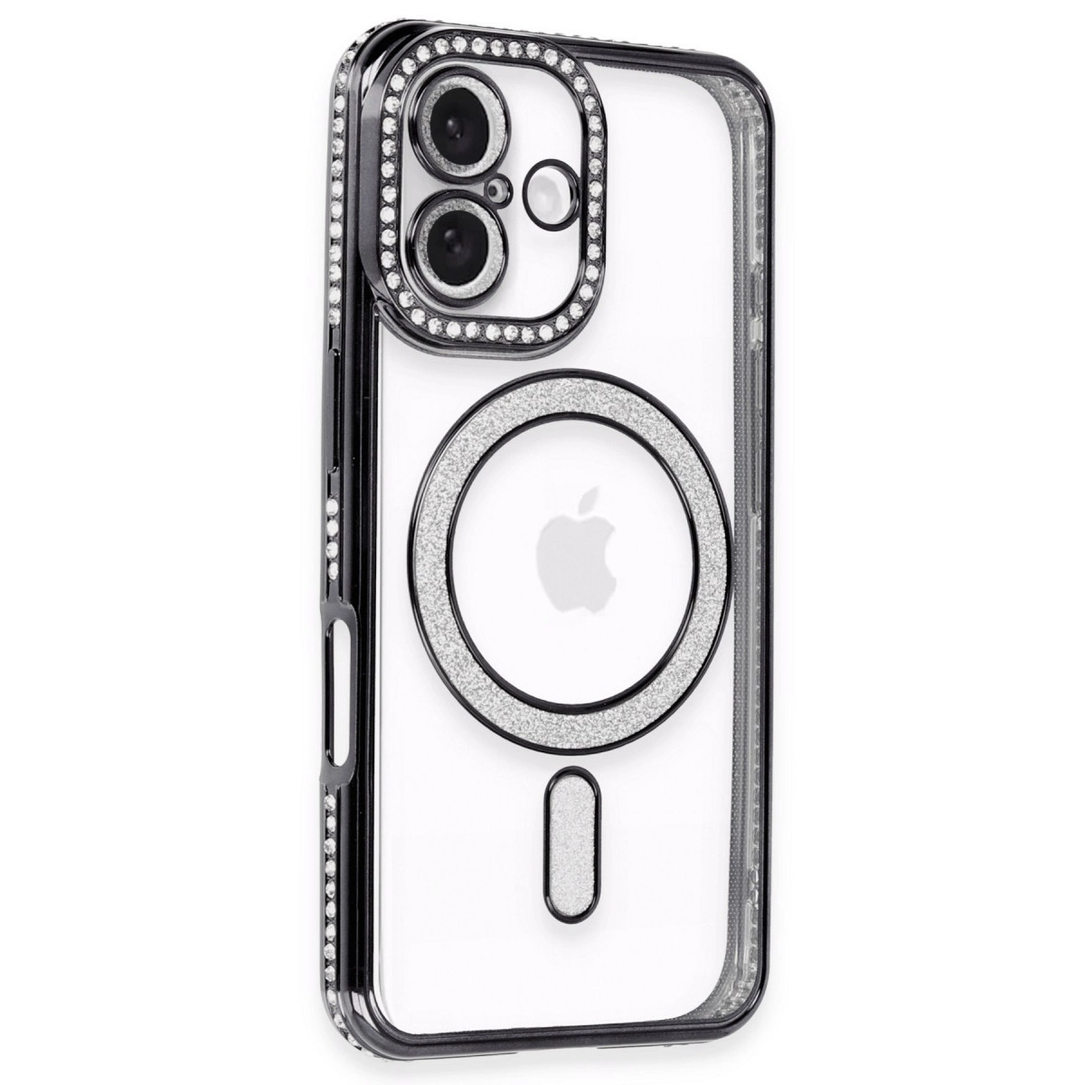 NEWFACE iPhone 16 Uyumlu Joke Simli Magneticsafe Telefon Kılıfı Siyah