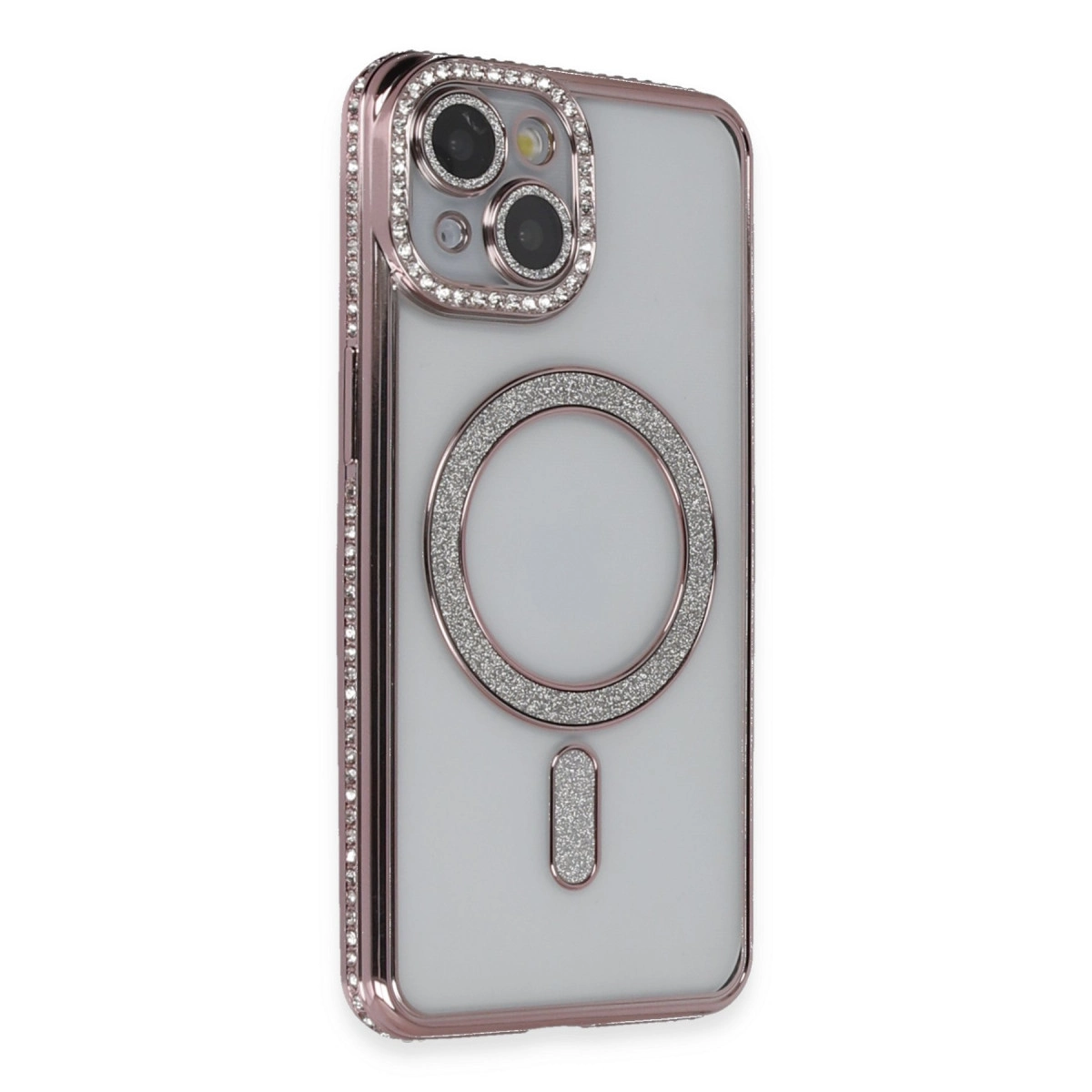 NEWFACE iPhone 13 Uyumlu Joke Simli Magneticsafe Telefon Kılıfı Pembe