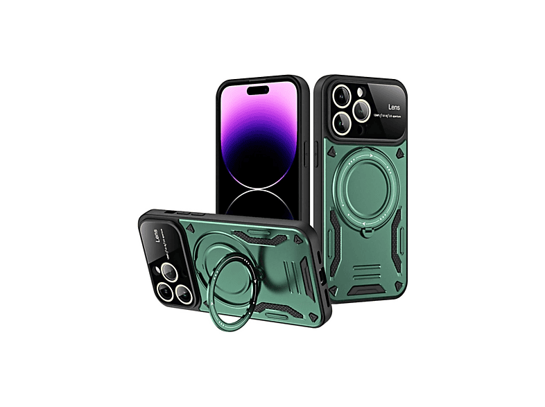 NEWFACE iPhone 16 Pro Max Uyumlu Joy Lens Standlı Telefon Kılıfı Koyu Yeşil