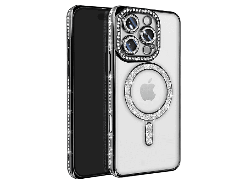 NEWFACE iPhone 16 Pro Max Uyumlu Joke Simli Magneticsafe Telefon Kılıfı Siyah