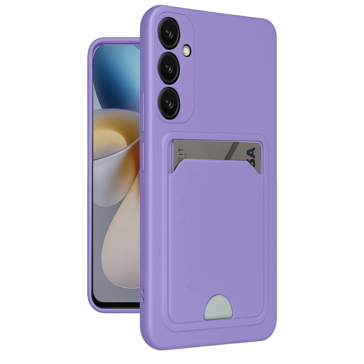 NEWFACE Samsung Galaxy A55 5g Uyumlu Kelvin Kartvizitli Silikon Telefon Kılıfı Lila