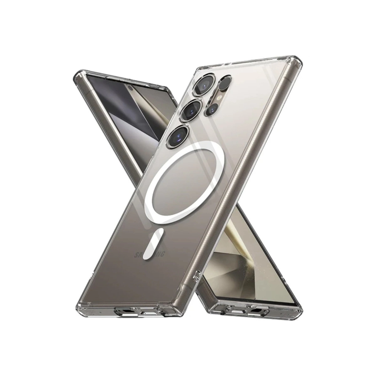 NEWFACE Samsung Galaxy S24 Ultra Uyumlu Magneticsafe Silikon Telefon Kılıfı Şeffaf