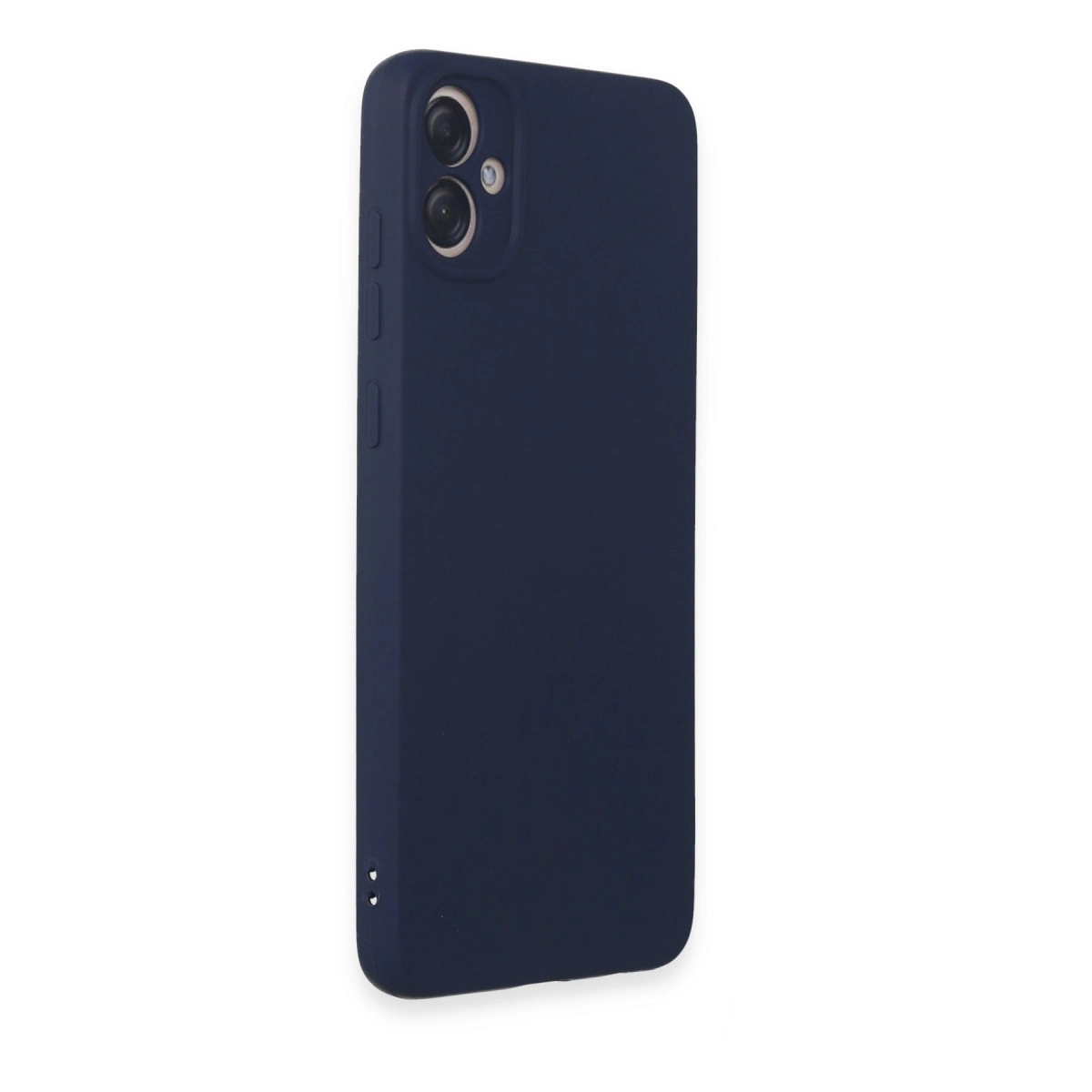 İki kamera lensli ve flaşlı lacivert telefon kılıfı.