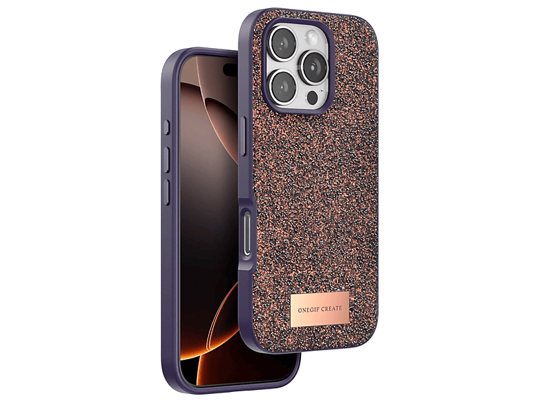 NEWFACE iPhone 16 Pro Uyumlu Bright Simli Telefon Kılıfı Derin Mor