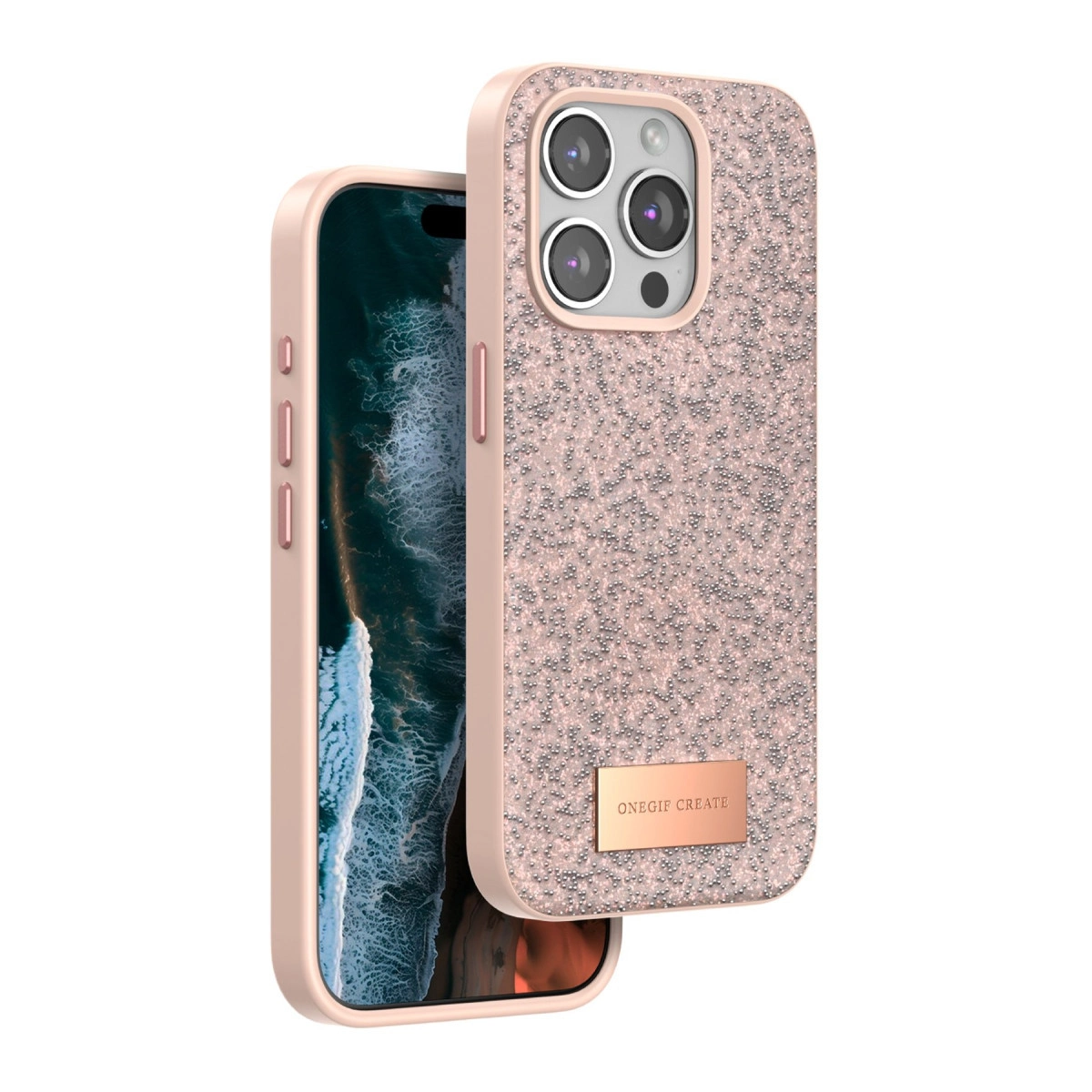 NEWFACE iPhone 14 Pro Uyumlu Bright Simli Telefon Kılıfı Pembe