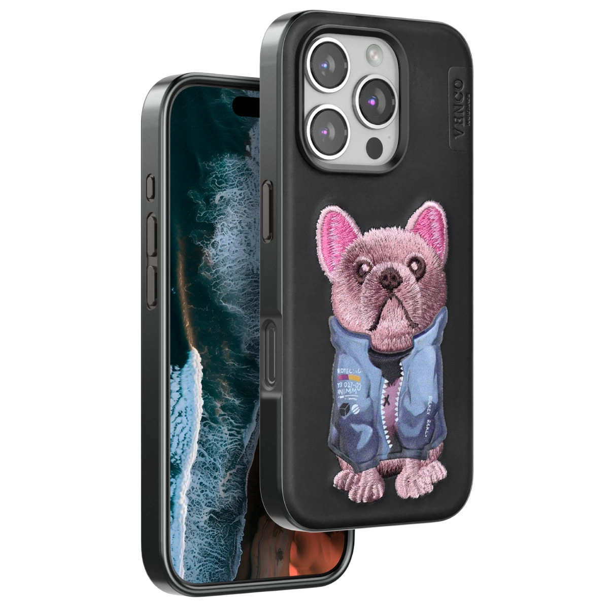 NEWFACE iPhone 16 Pro Max Uyumlu Cute Desenli Telefon Kılıfı Siyah