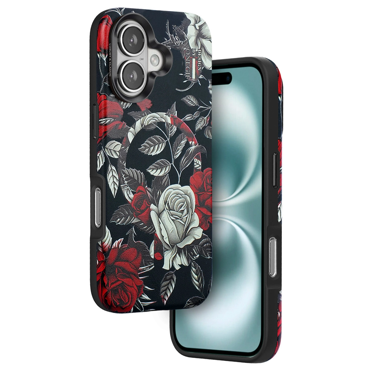 NEWFACE iPhone 16 Uyumlu Flower Series Magsafe Telefon Kılıfı Siyah