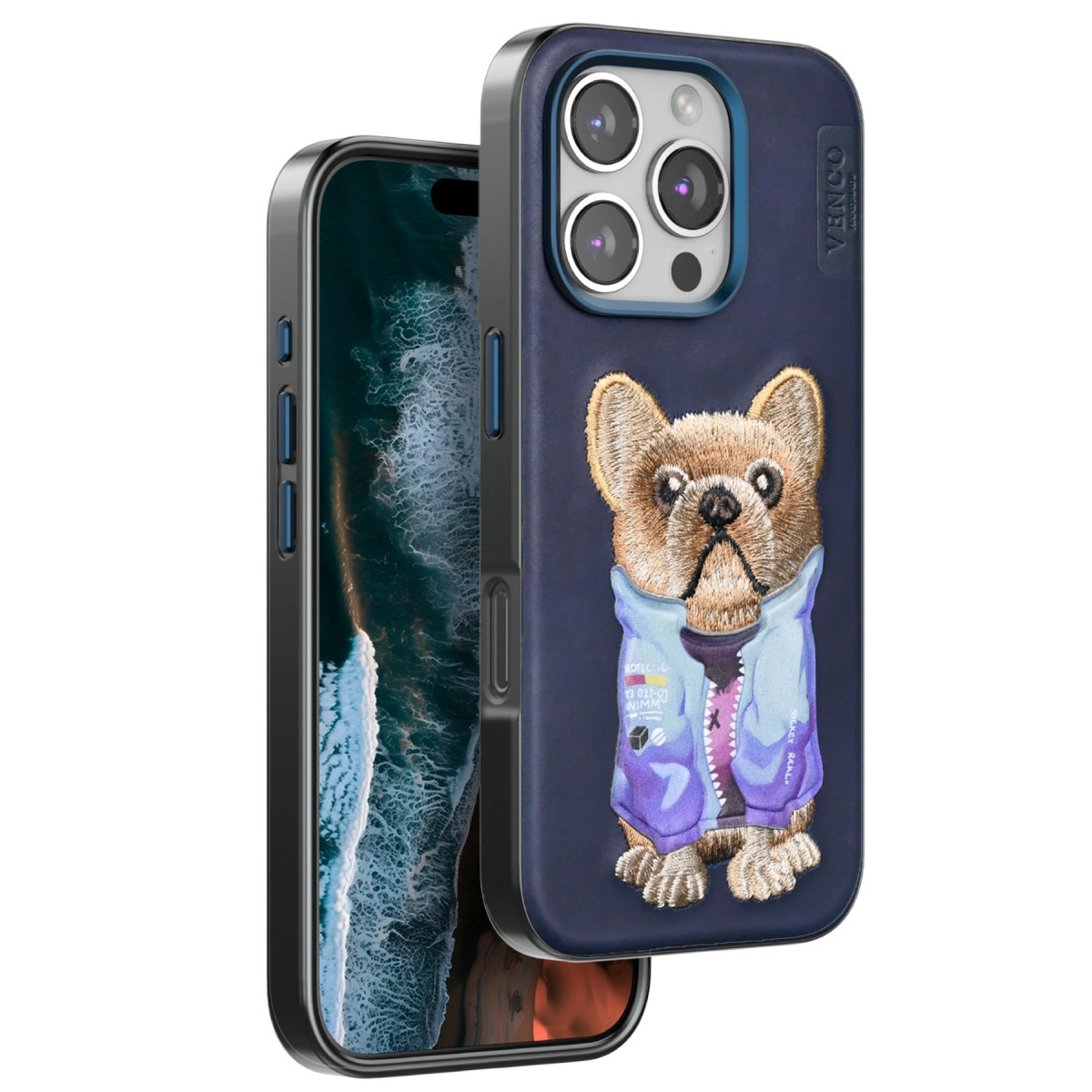 NEWFACE iPhone 16 Pro Uyumlu Cute Desenli Telefon Kılıfı Lacivert