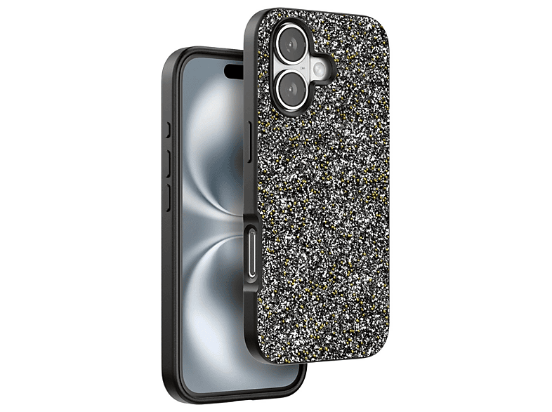 NEWFACE iPhone 16 Plus Uyumlu Bright Simli Telefon Kılıfı Gümüş