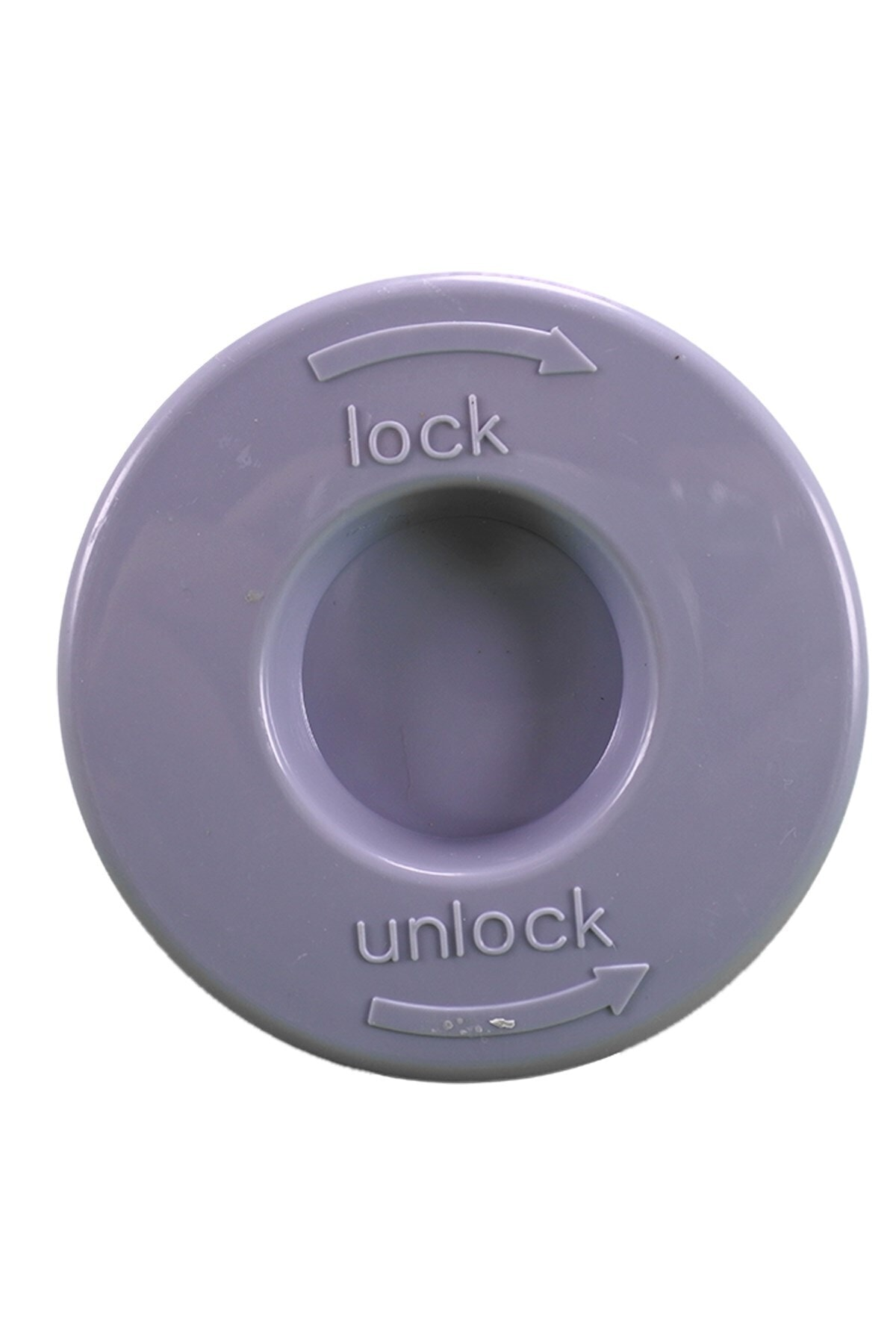 Gri, yuvarlak bir düğme "lock" ve "unlock" yazılarıyla.