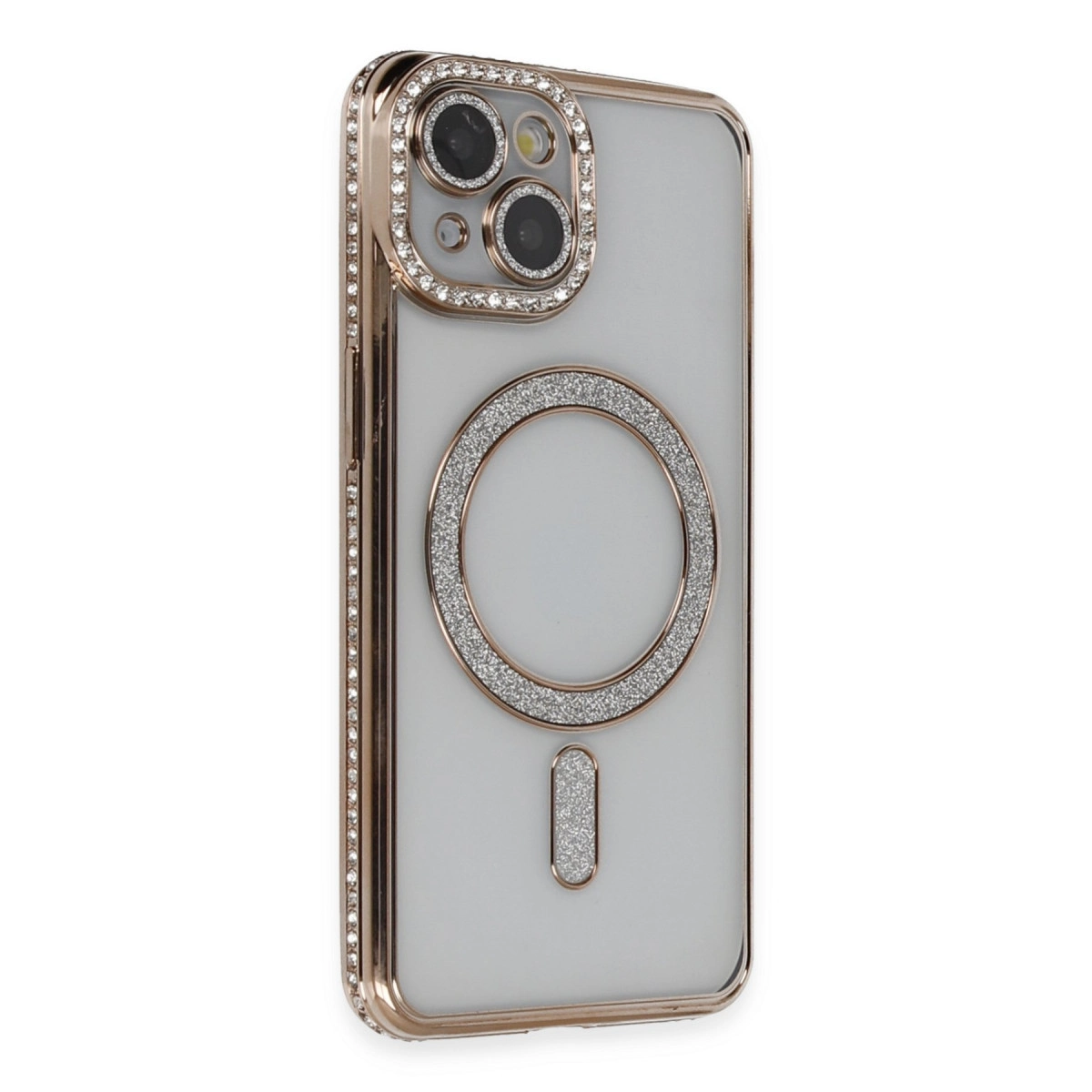 NEWFACE iPhone 13 Uyumlu Joke Simli Magneticsafe Telefon Kılıfı Gold