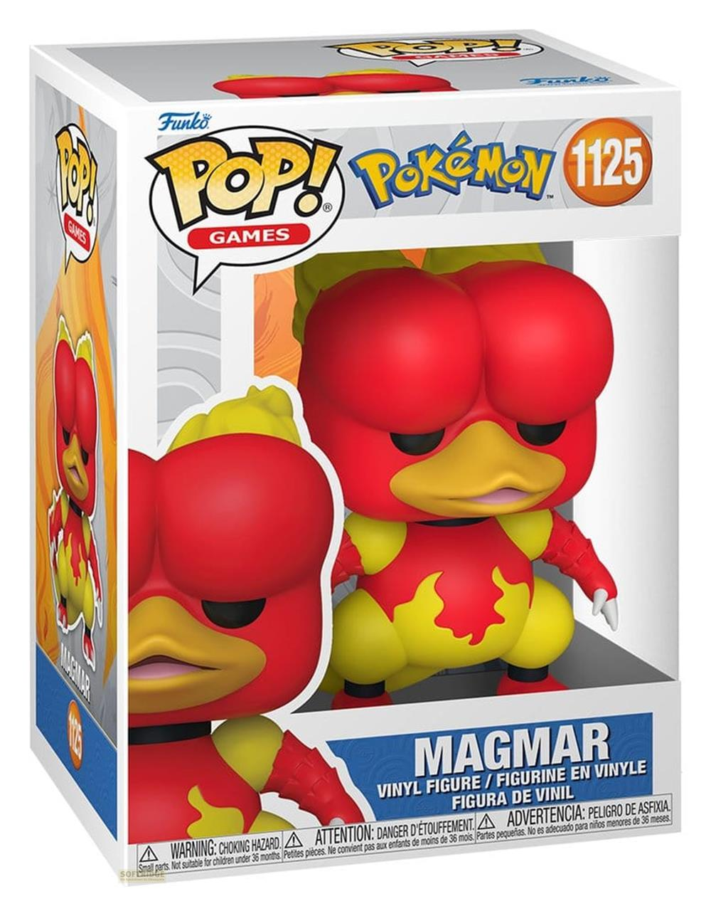 Funko Pop! Magmar Vinyl Figur aus Pokémon in der Verpackung.