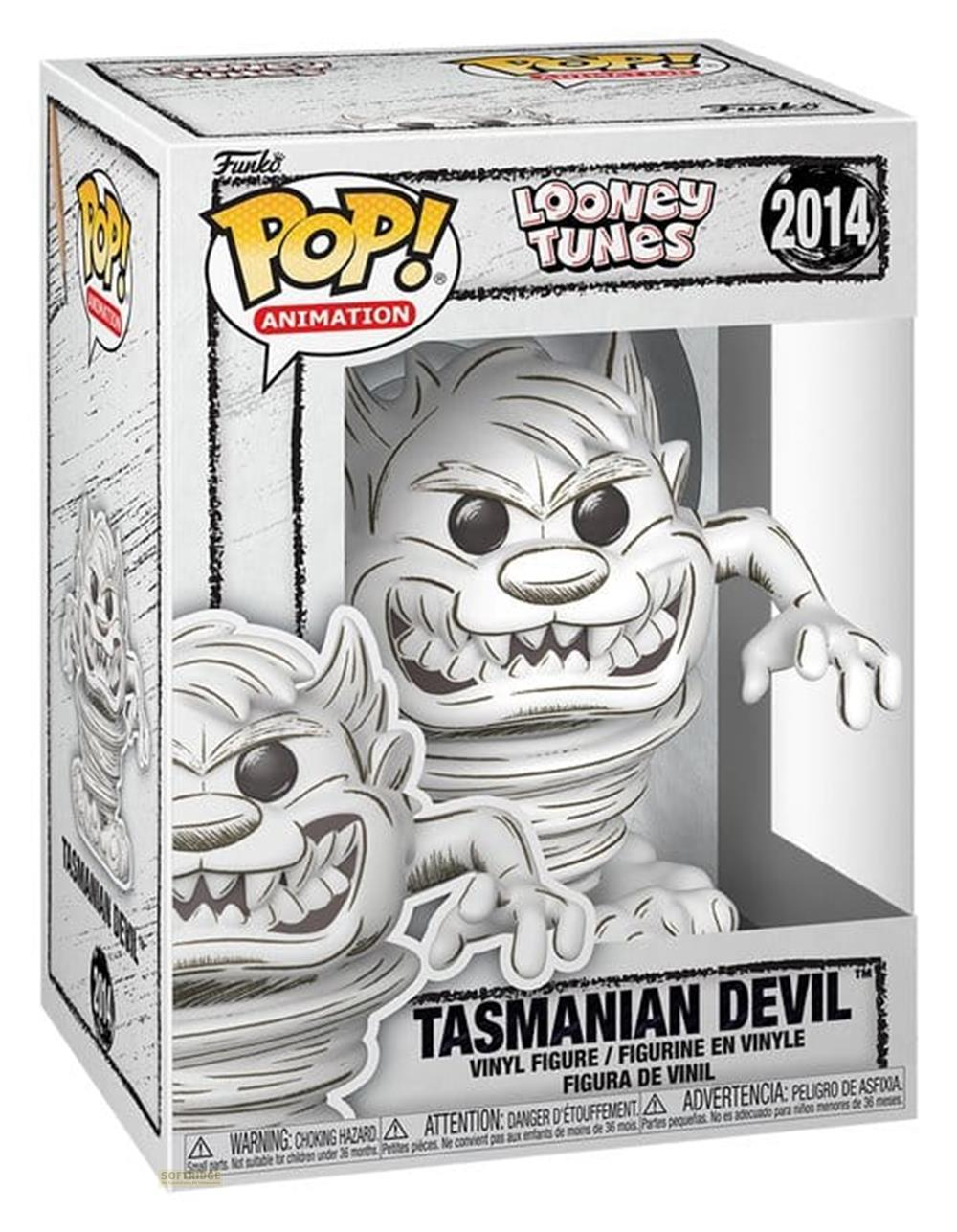 Funko Pop! Vinylfigur des Tasmanischen Teufels aus Looney Tunes, 2014, weiß.