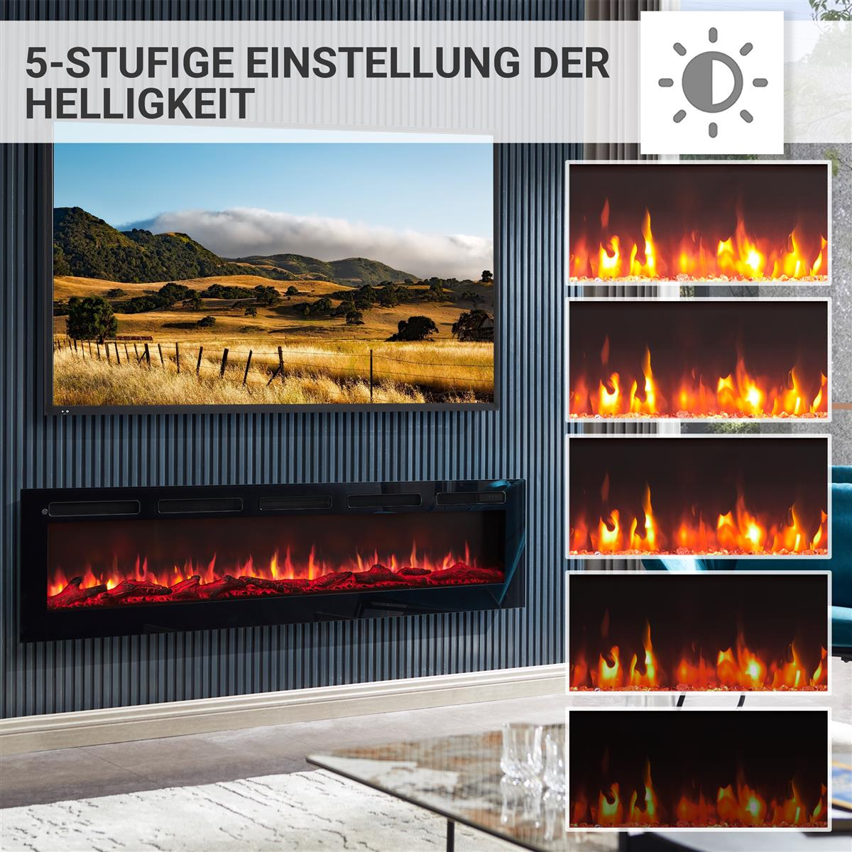 Elektrischer Kamin mit 5 Helligkeitsstufen, Landschaftsbild