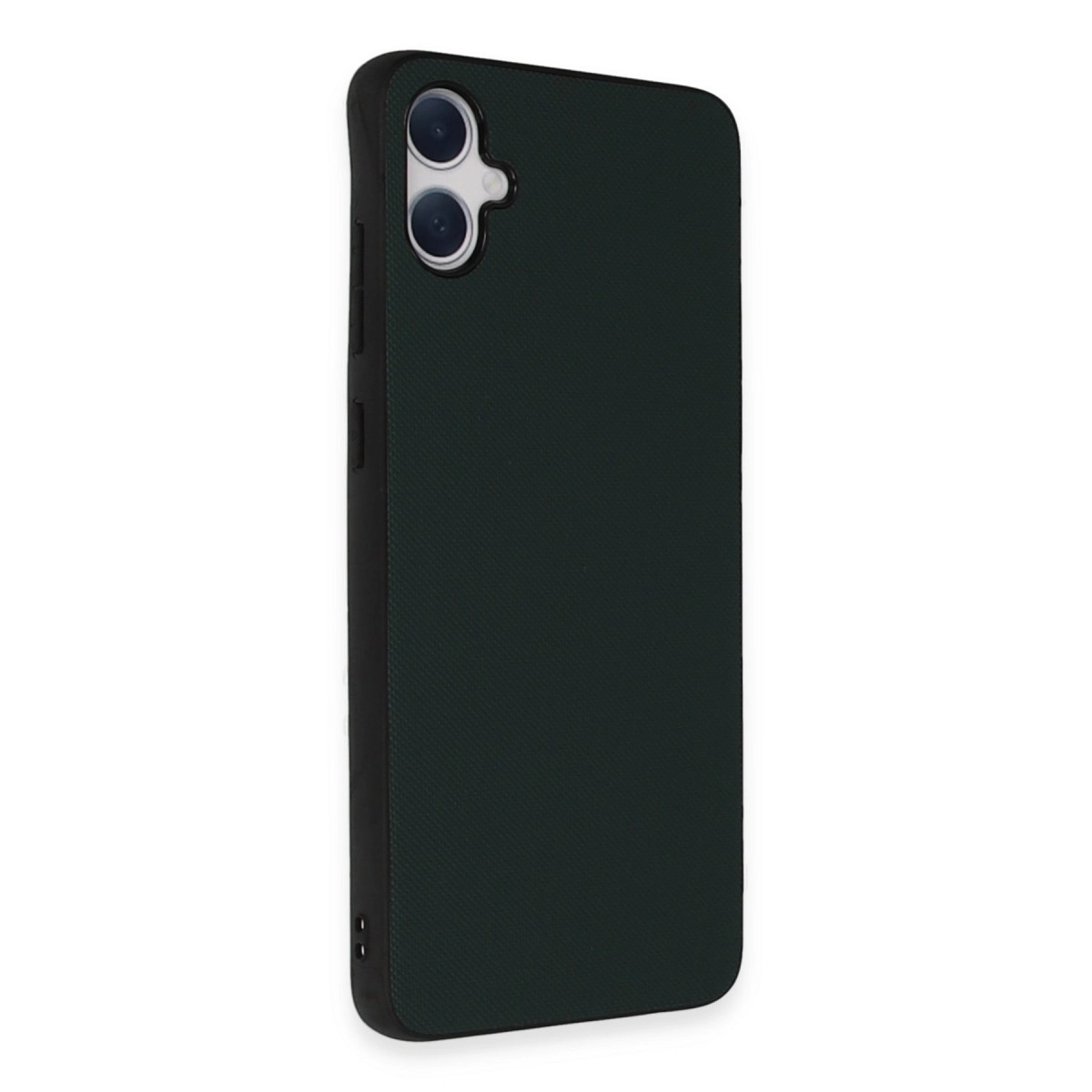 Sol üstte iki kamera lensli koyu yeşil telefon kılıfı.