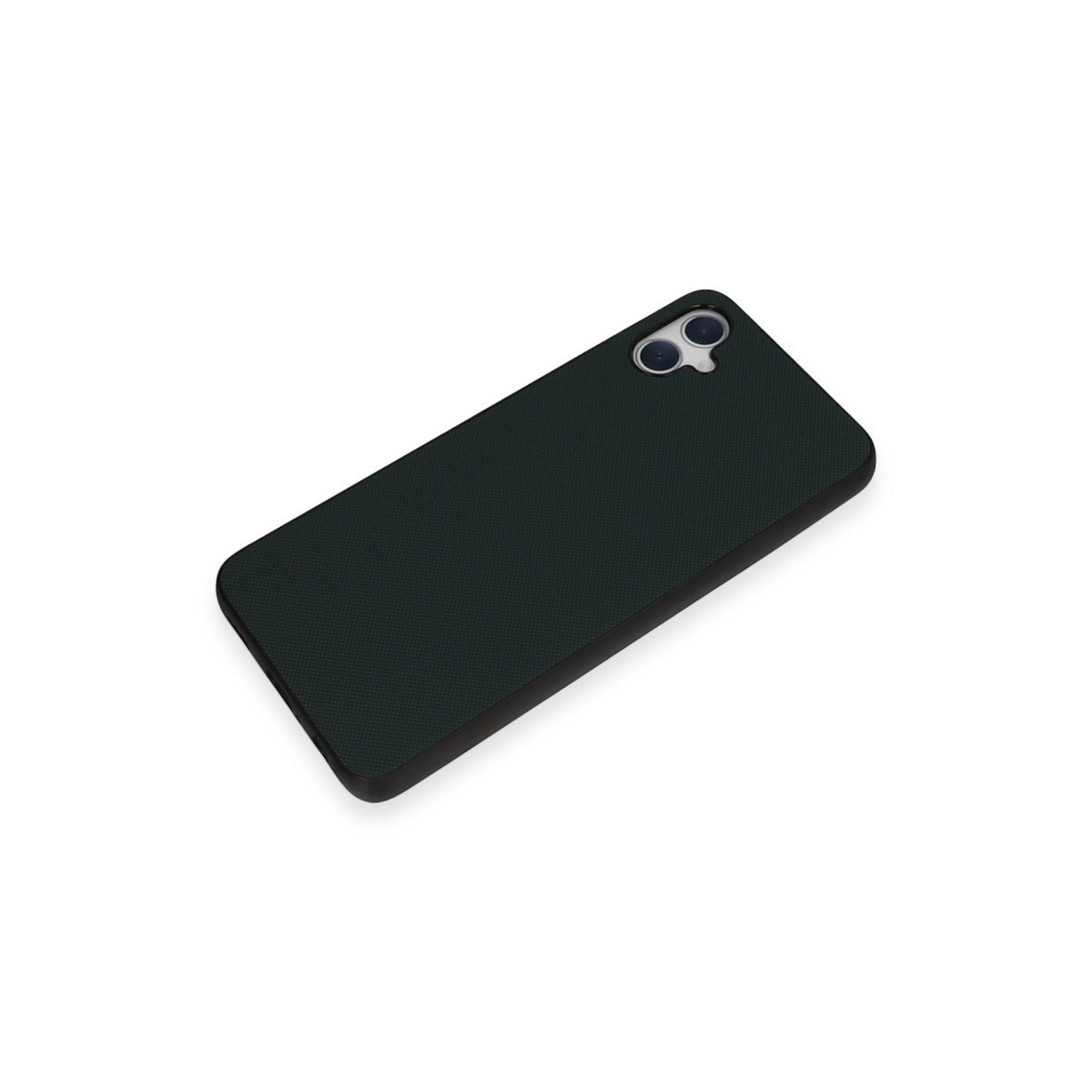 Arkada iki kamera lensi olan koyu gri telefon.