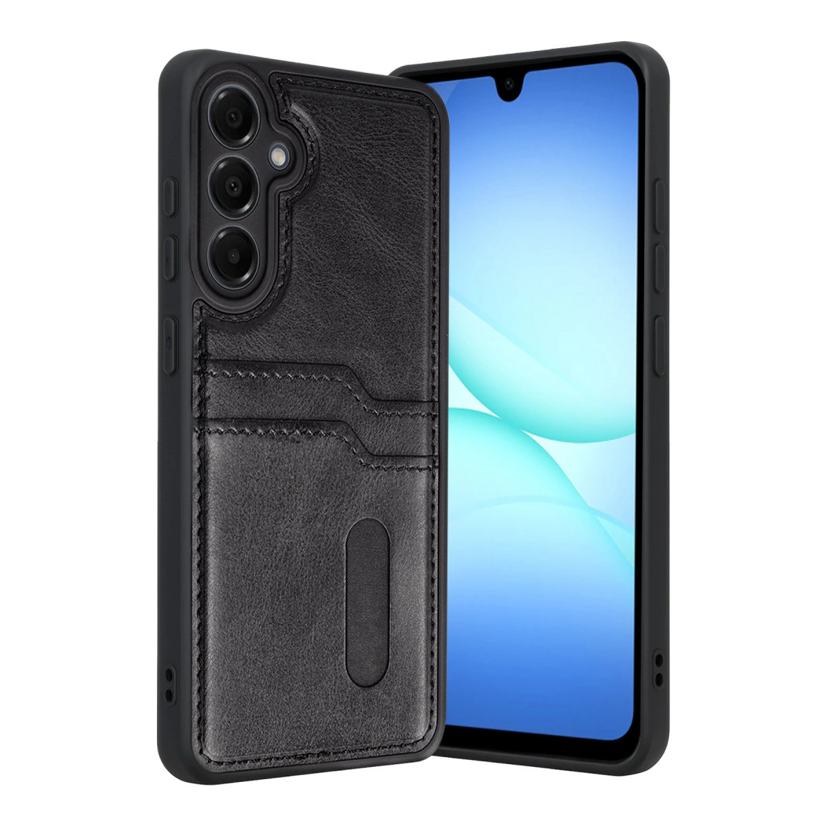 NEWFACE Samsung Galaxy A17 5G Uyumlu Sara Kartvizitli Deri Telefon Kılıfı Siyah