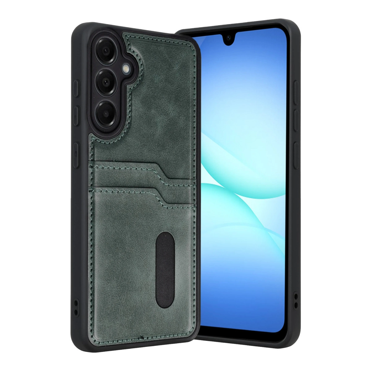 NEWFACE Samsung Galaxy A17 5G Uyumlu Sara Kartvizitli Deri Telefon Kılıfı Yeşil