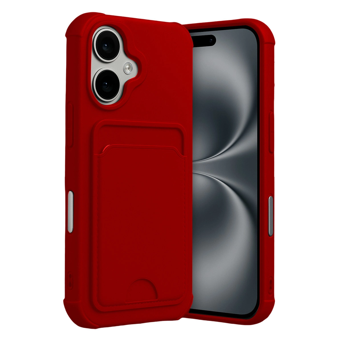 NEWFACE iPhone 17 Uyumlu Kelvin Kartvizitli Silikon Telefon Kılıfı Kırmızı