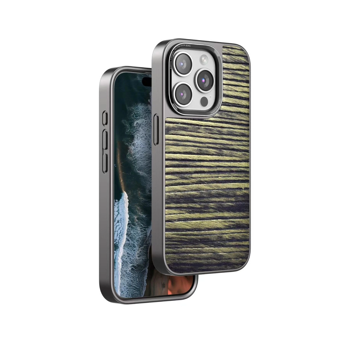 NEWFACE iPhone 15 Pro Uyumlu Wave Telefon Kılıfı Kahverengi