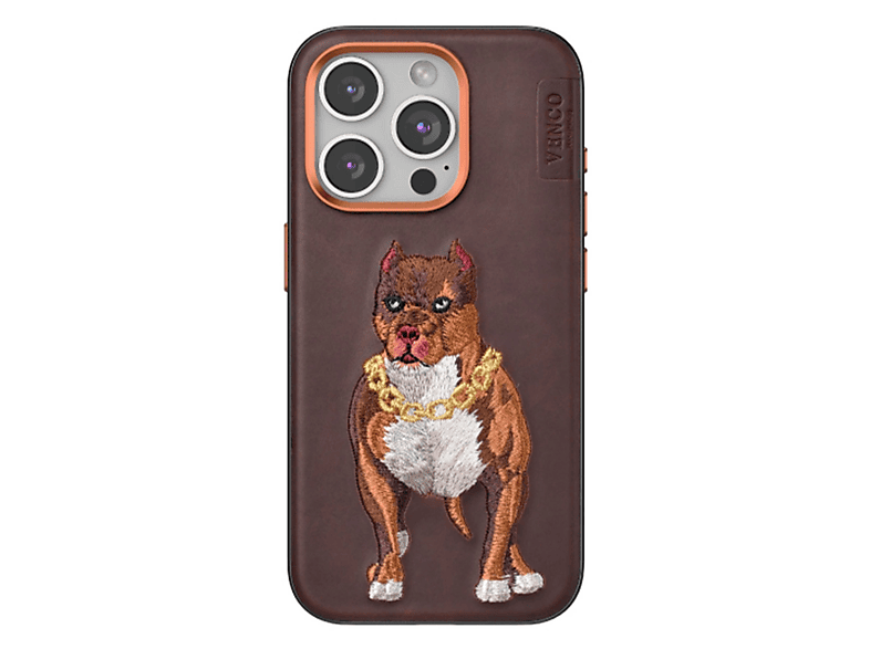 NEWFACE iPhone 14 Pro Max Uyumlu Perma Desenli Telefon Kılıfı Kahverengi