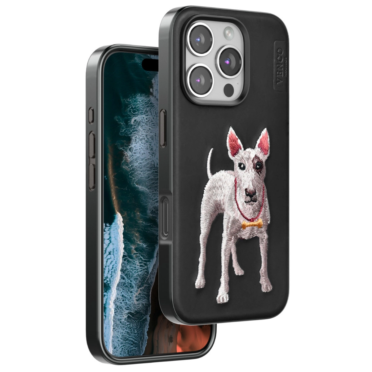 NEWFACE iPhone 16 Pro Uyumlu Perma Desenli Telefon Kılıfı Siyah